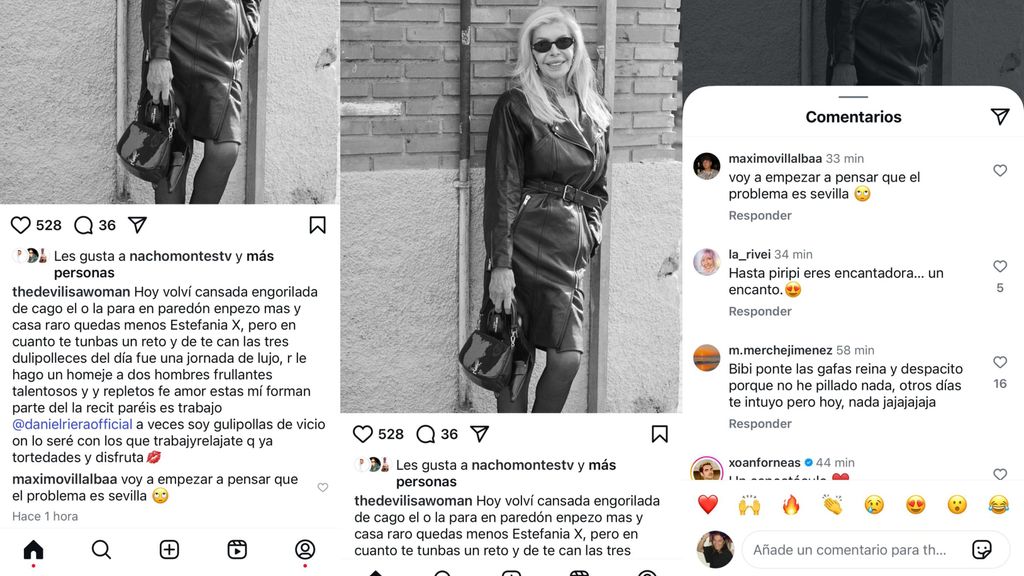 El post de anoche de Bibiana Fernández, en un montaje fotográfico