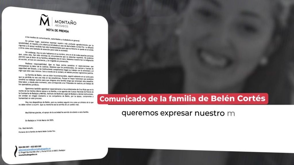 El conmovedor comunicado de la familia de la educadora asesinada en Badajoz: "Belén seguirá viva como un símbolo"