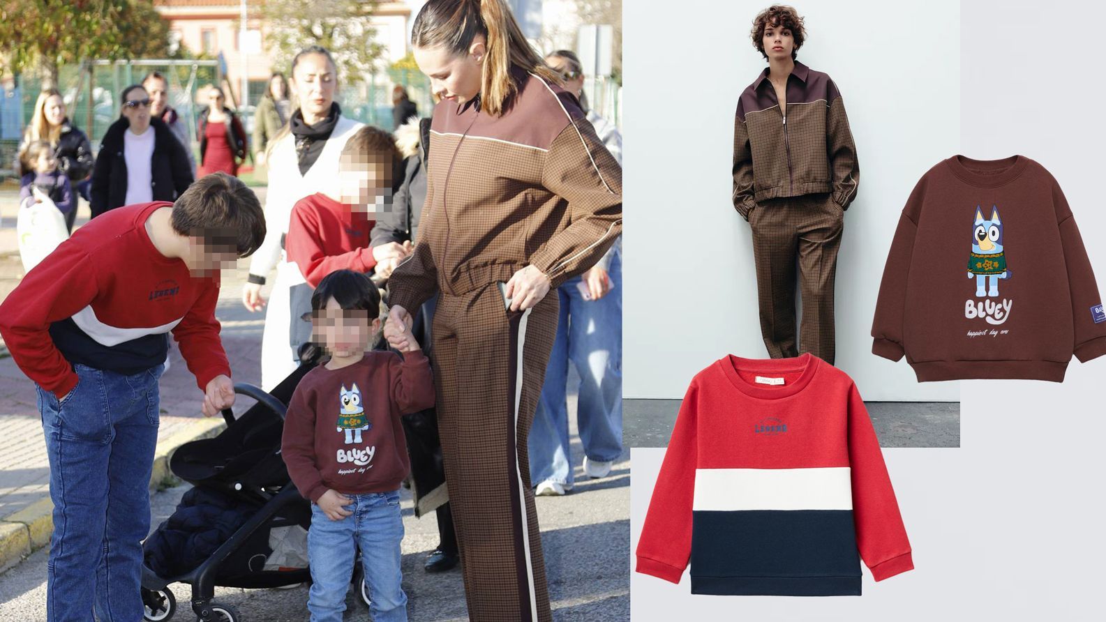 Jessica Bueno, con conjunto de Zara; Fran Rivera y Jota Peleteiro, con sudadera de Sfera; Alejandro con sudadera de Zara