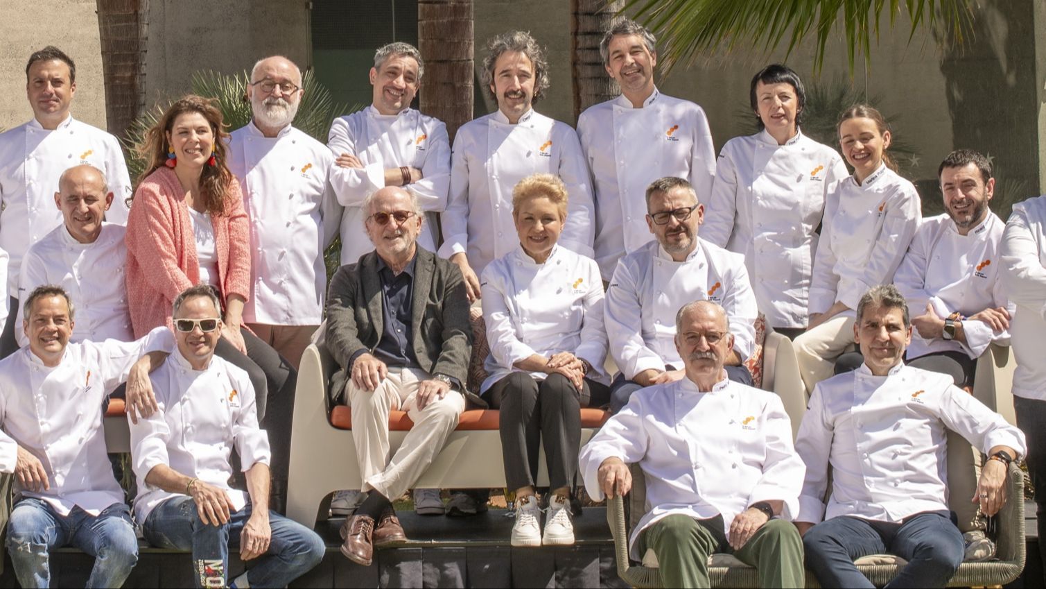 Algunos de los chefs con 3 soles Repsol, con Susi Díaz y Pedro Sánchez en el centro