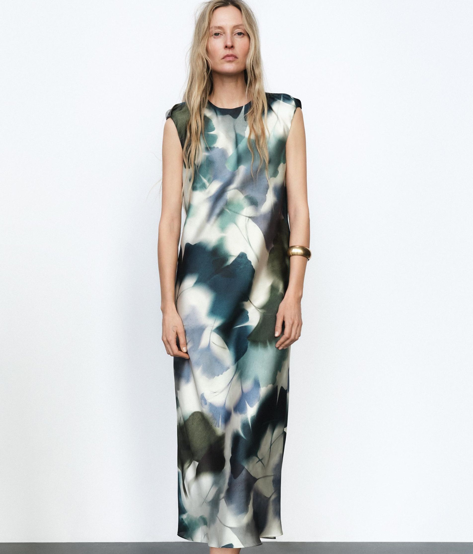 Vestido sin mangas con 'print' vegetal