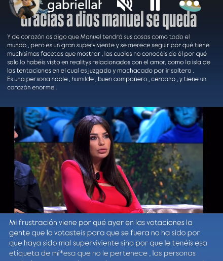 El mensaje de Gabriella en sus redes sociales
