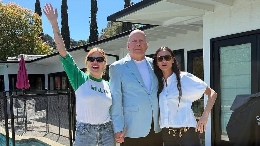 Tallulah Willis, Bruce Willis y Demi Moore, en el cumpleaños del actor.