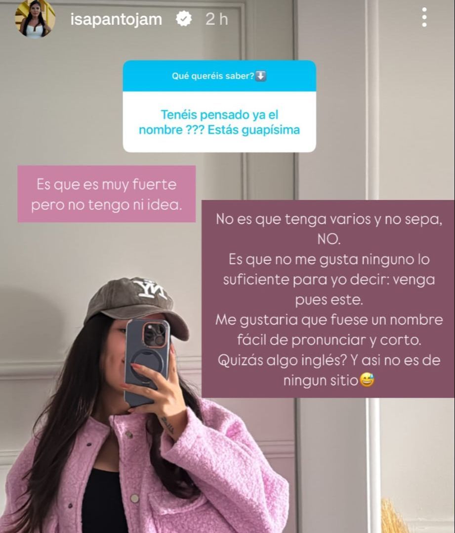 Las dudas de Isa Pantoja sobre el nombre de su segundo hijo
