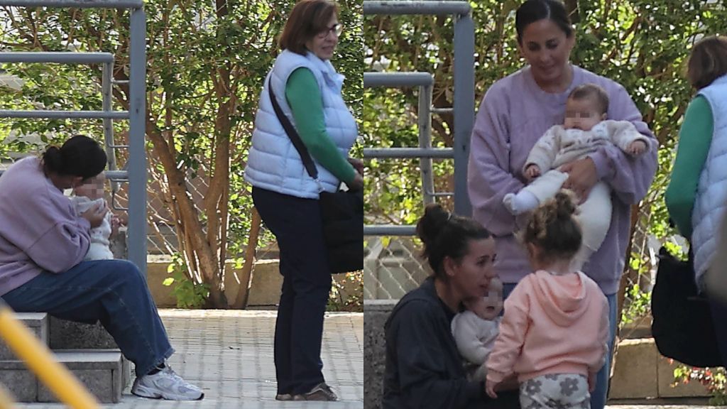 Anabel Pantoja, con su hija en brazos y algunas amigas en Sevilla