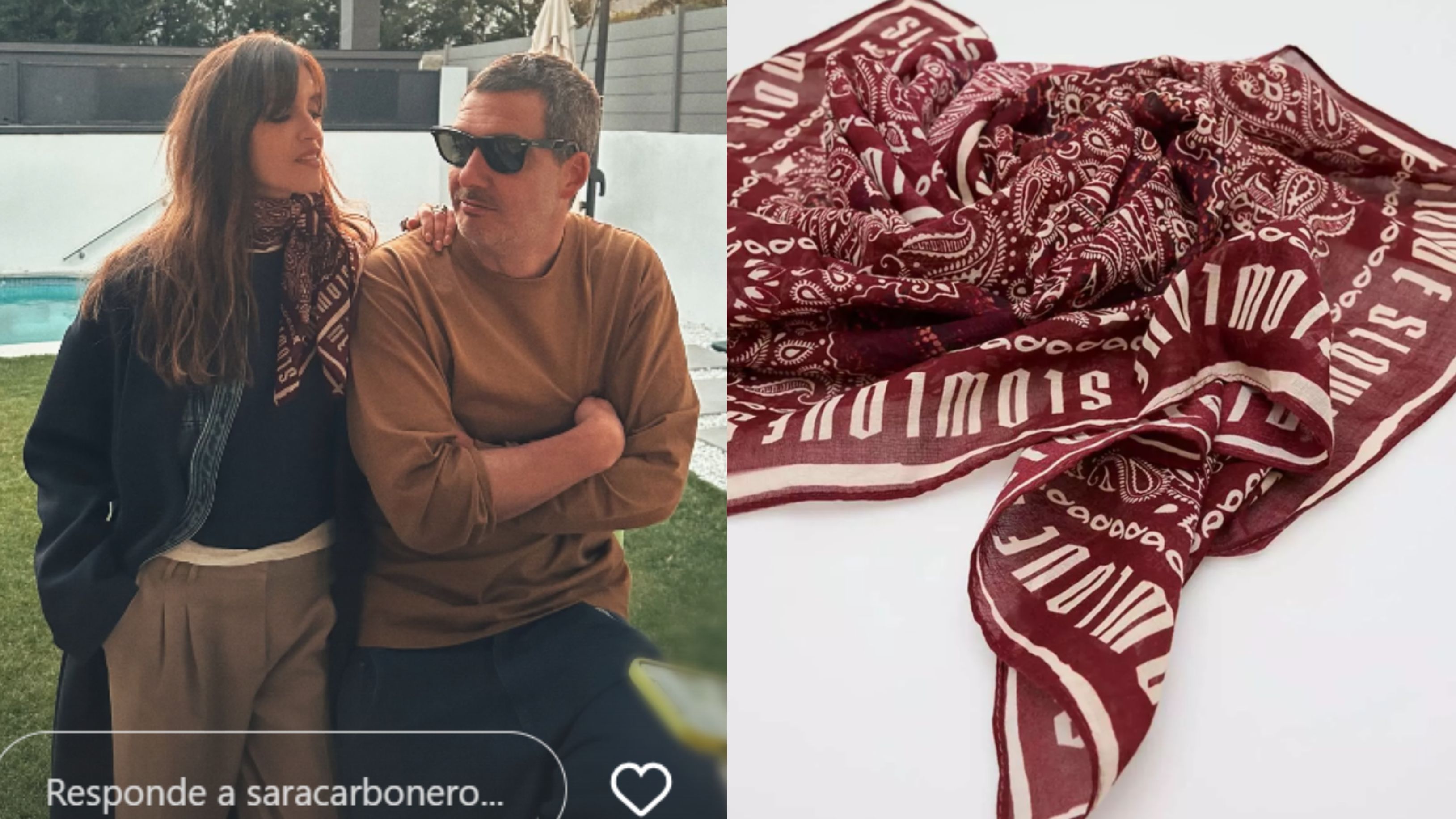 Sara Carbonero con pañuelo de 'Slowlove', Isa Pantoja y Jessica Bueno, en un montaje fotográfico