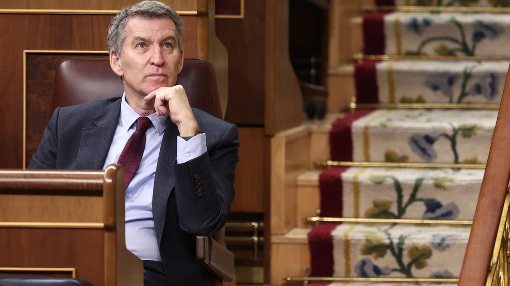 El presidente del PP, Alberto Núñez Feijóo, interviene durante una sesión de control al Gobierno, en el Congreso de los Diputados, a 19 de marzo de 2025, en Madrid (España).