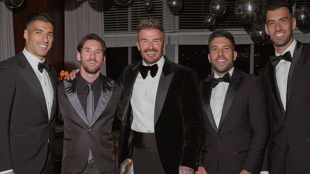 Luis Suárez, Lionel Messi, David Beckham, Jordi Alba y Sergio Busquets.
