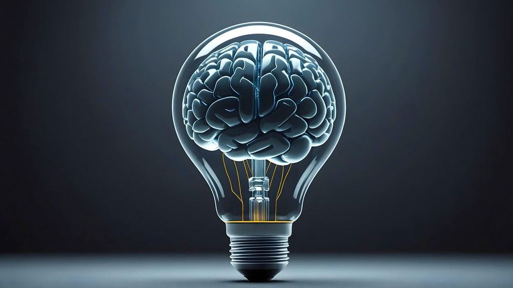 Una bobilla con un cerebro dentro como metáfora de la creatividad