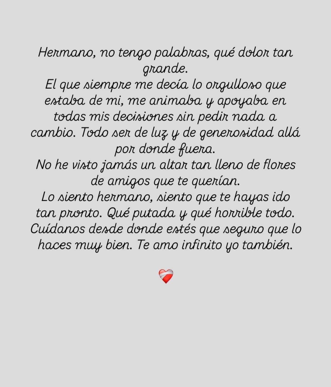 La carta de Inma Sánez a su hermano