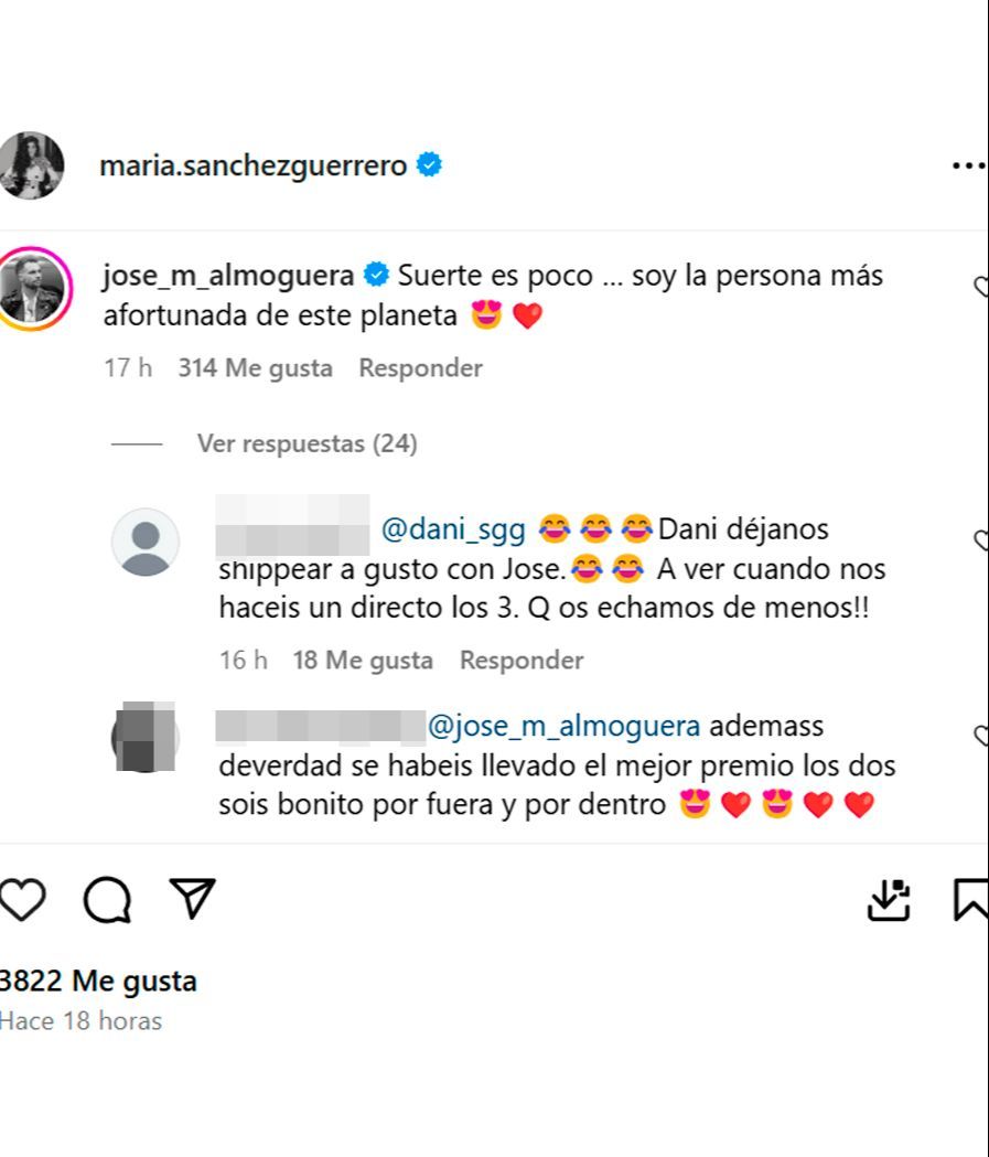 El mensaje que José María Almoguera ha mandado a María Sánchez tras ver sus fotos