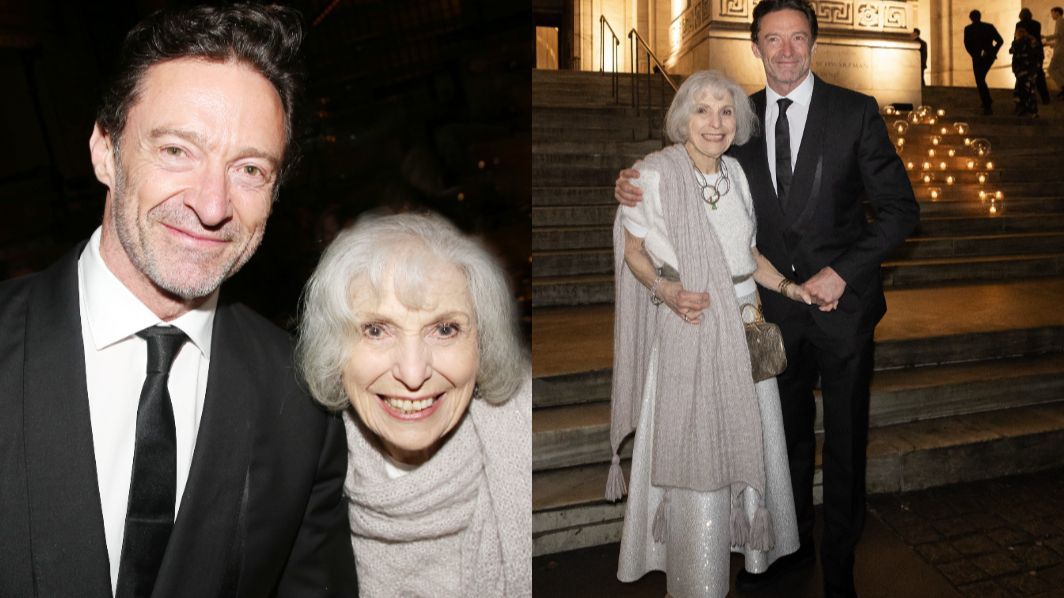 Hugh Jackman y Pat Schoenfeld en el estreno de 'Buenas noches, y Buena Suerte', en Broadway