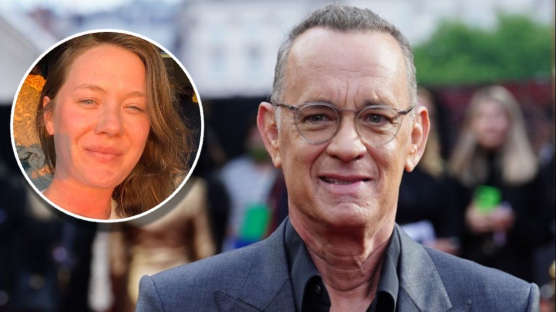 Tom Hanks y su hija Elizabeth Hanks en un fotomontaje.