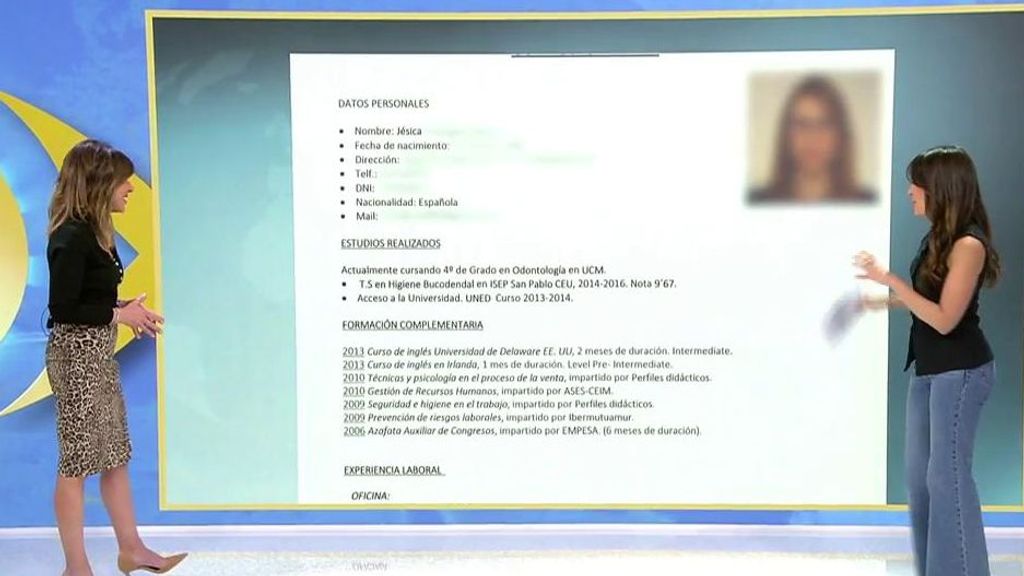 El currículum de Jésica Rodríguez