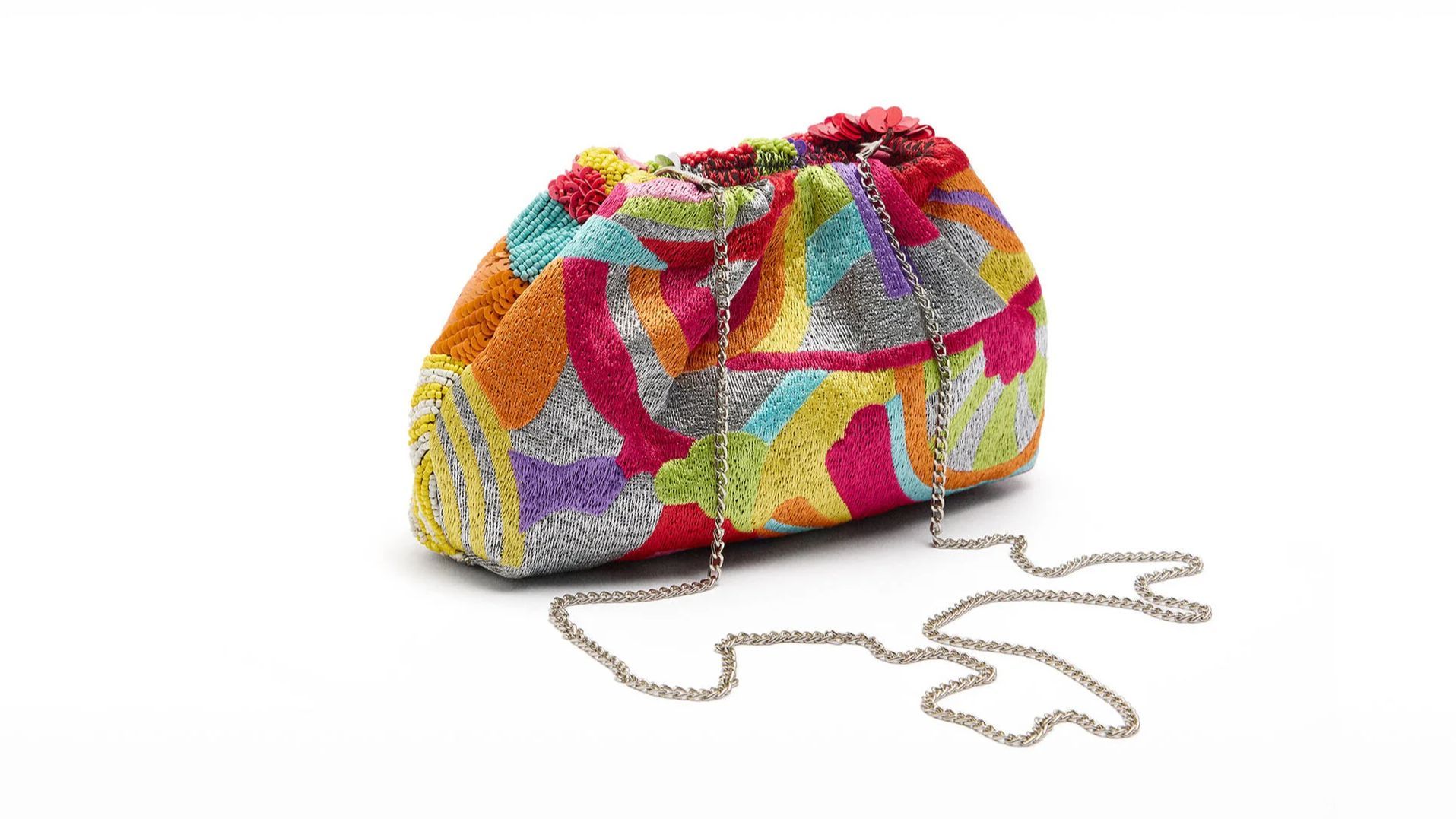 Bolso con abalorios multicolor