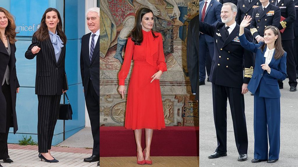Letizia con prendas de lazada al cuello