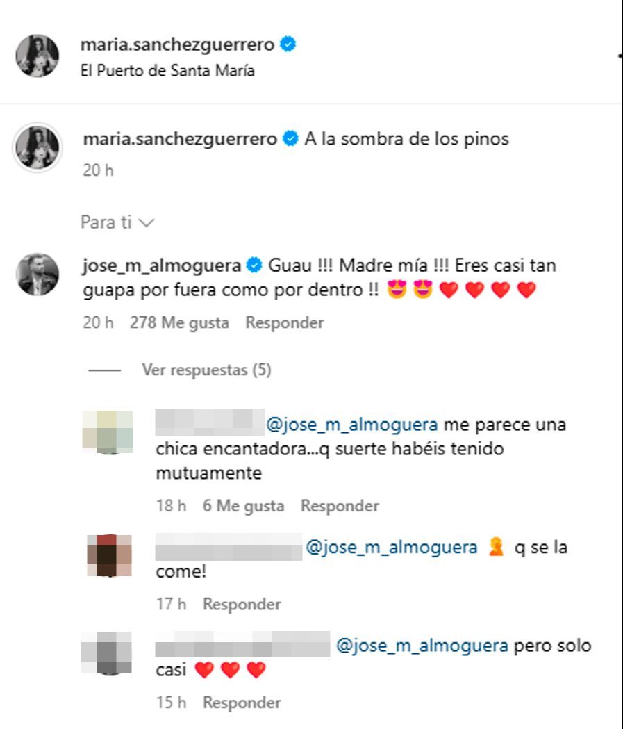 El piropo que ha lanzado José María Almoguera a María Sánchez 'La Jerezana' en público