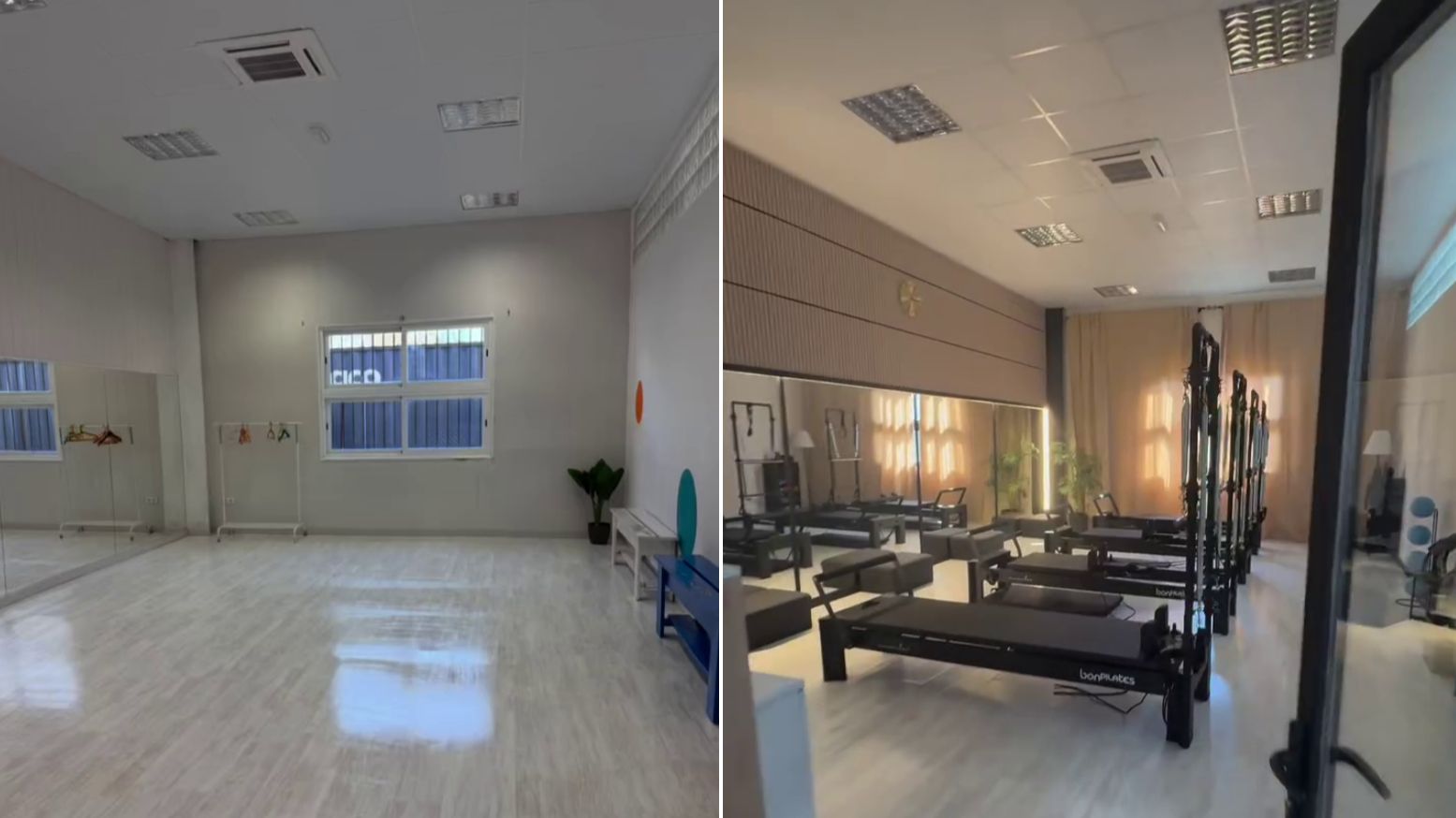 El antes y el después de la sala que Pablo Pisa ha reformado para su nuevo negocio