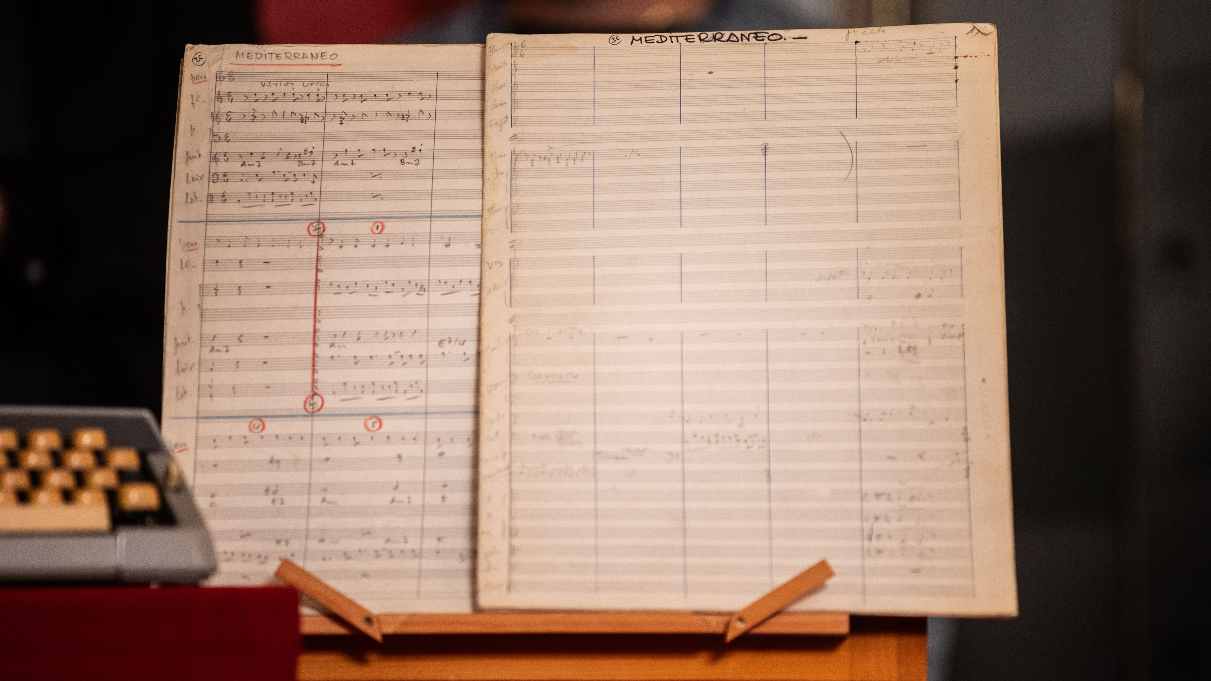 La partitura original de la canción 'Mediterráneo', de Joan Manuel Serrat