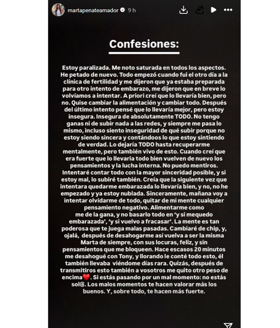 Marta Peñate se ha abierto para contar realmente cuál es su estado actual de ánimo