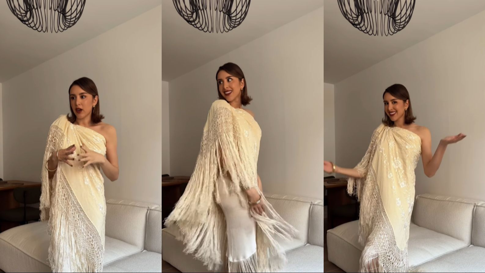 Marina García crea un vestido con un mantón de Manila