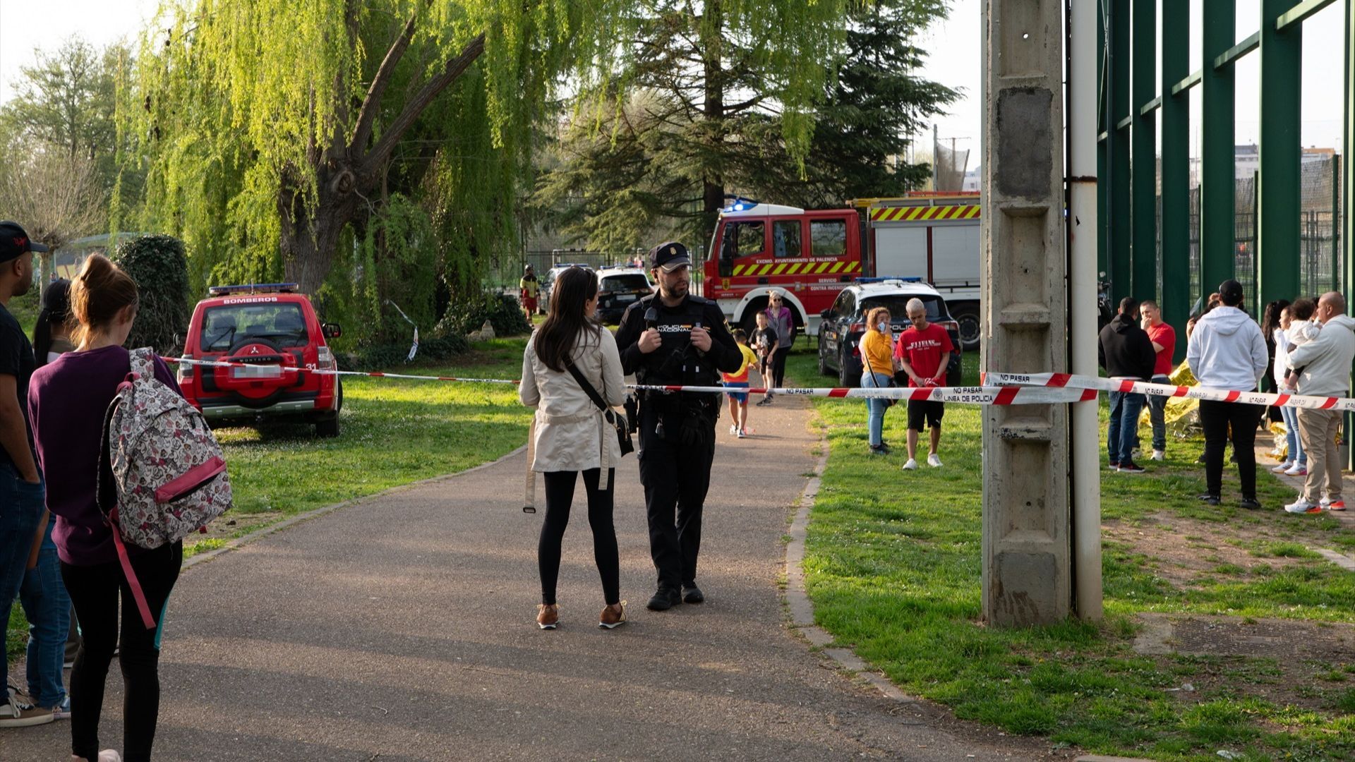 Varios efectivos de emergencias, en las instalaciones deportivas Eras de Santa Marina de Palencia