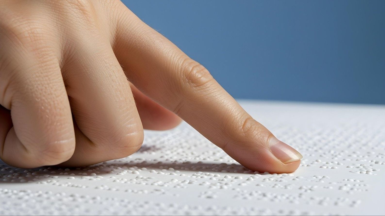 Una persona leyendo en braille Una persona leyendo en braille