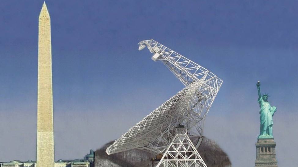 Altura del Robert C. Byrd con respecto al Monumento a Washington y la Estatua de la Libertad