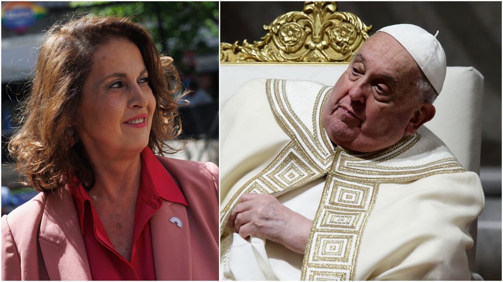 Carla Antonelli y el papa Francisco, en un fotomontaje.
