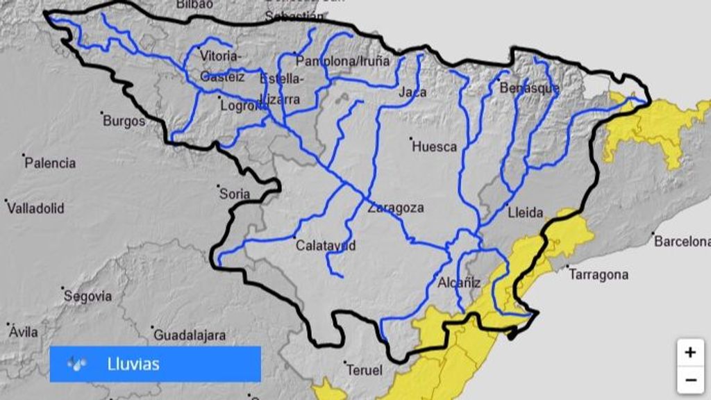 CHE advierte de posibles crecidas repentinas importantes en barrancos y afluentes de pequeñas dimensiones en Tarragona y el interior norte de Castellón.