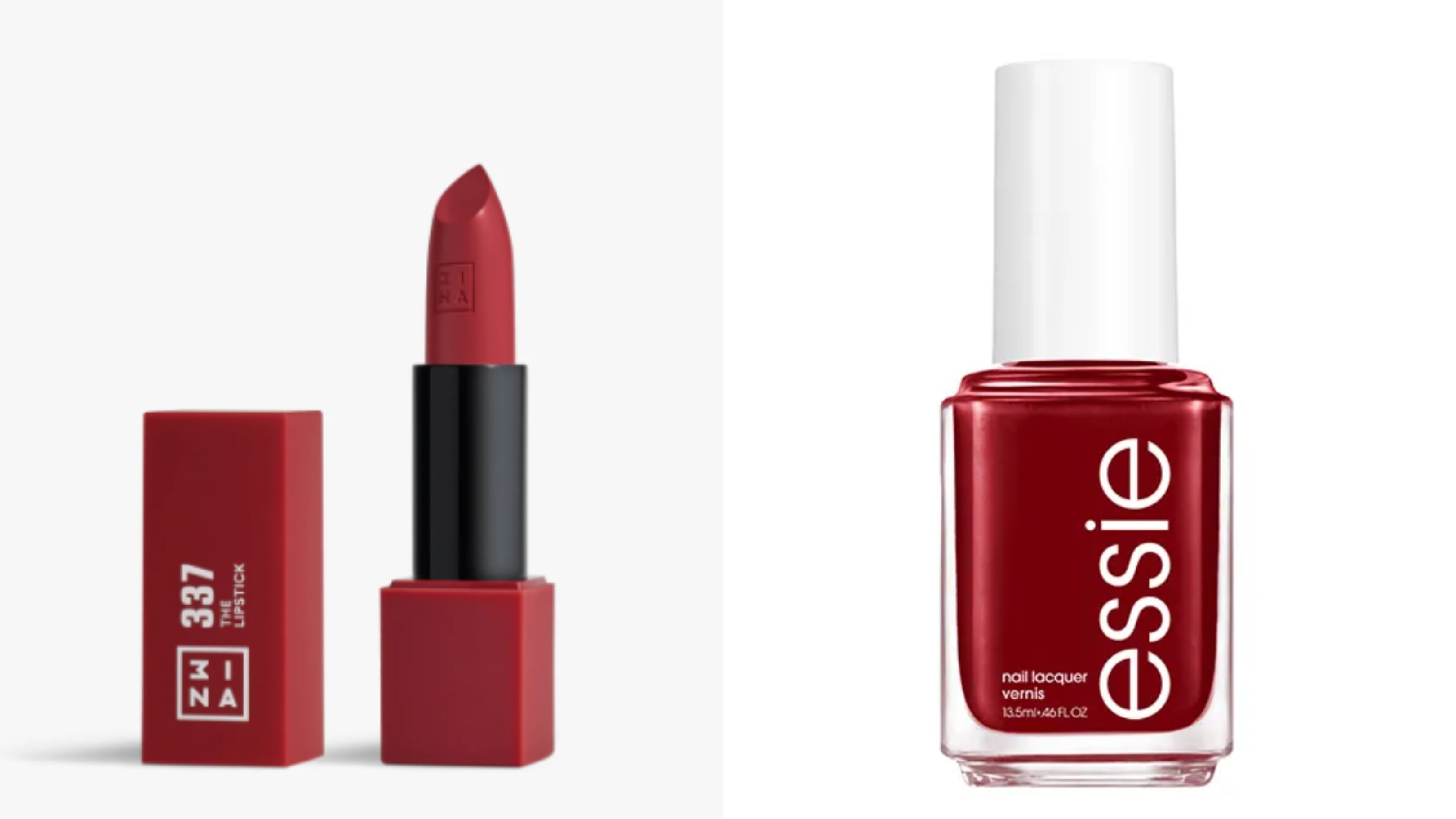 Labial y esmalte burdeos, en un montaje fotográfico