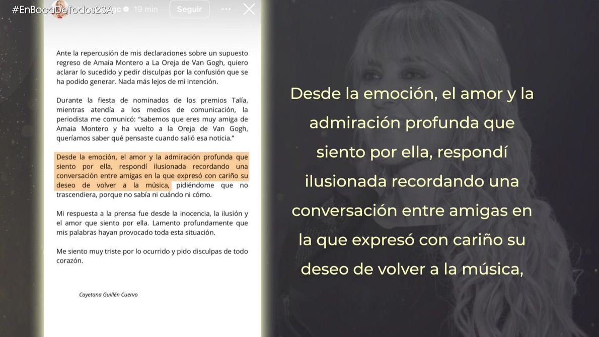 La carta en redes de Cayetana Guillén Cuervo