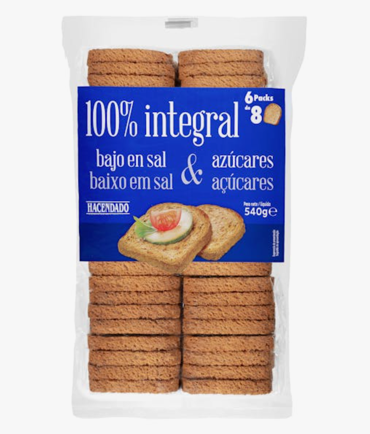 Biscotes de trigo integral y bajos en azúcares y sal