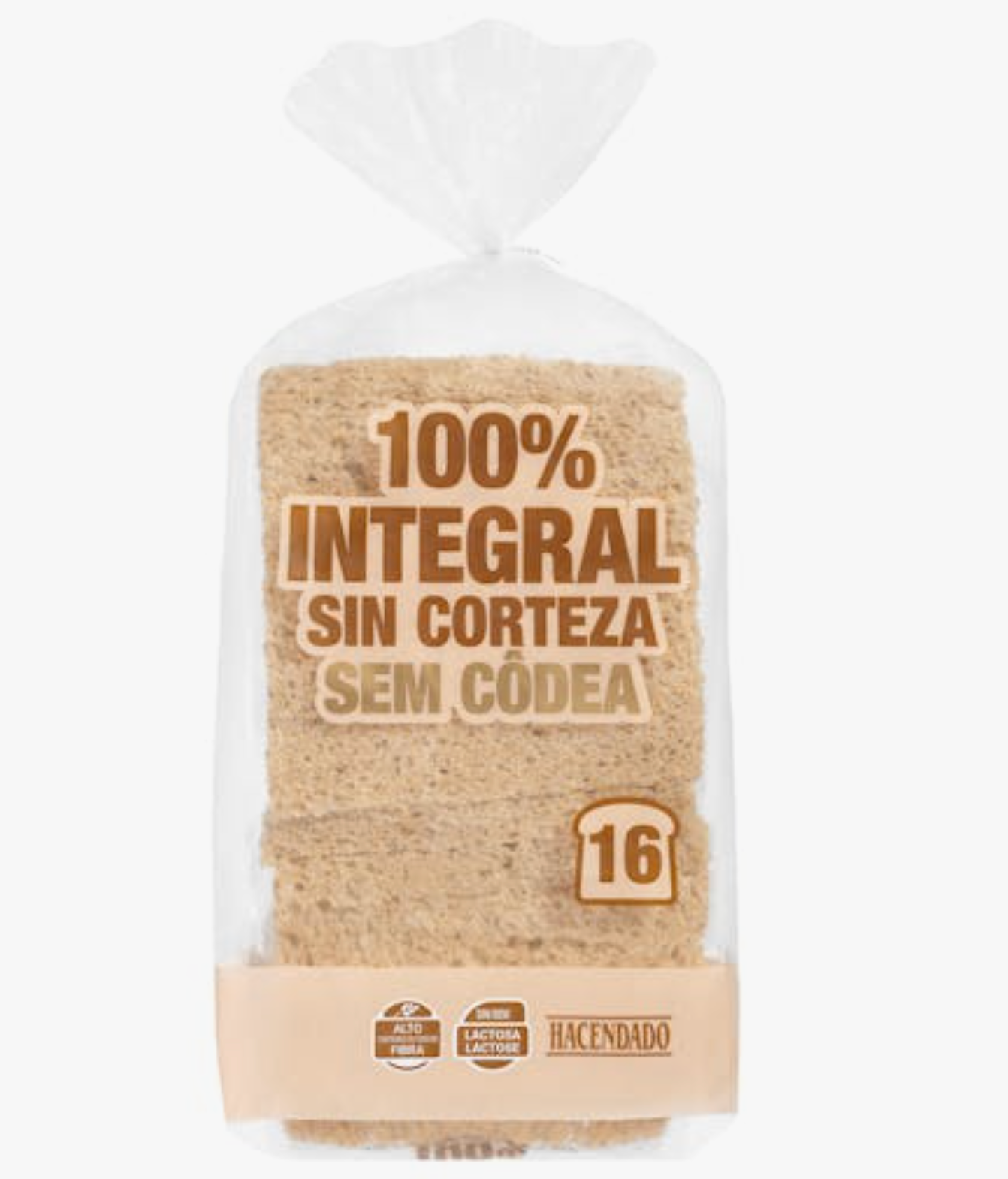 Pan de molde integral sin corteza
