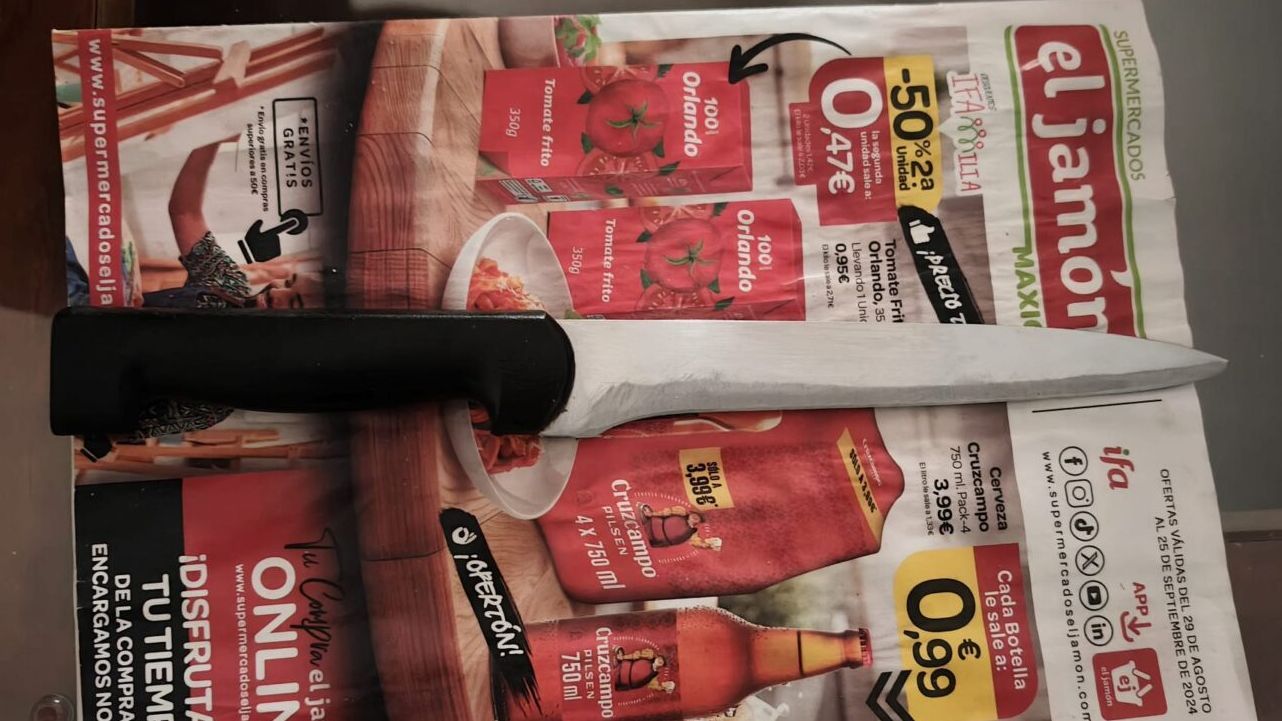 Cuchillo de cocina incautado