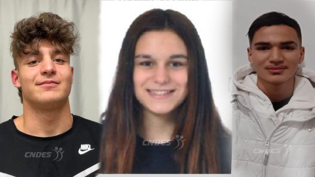 De izq. a der., Daniel Florin D., Adriana P. C. y Yacine H., los jóvenes desaparecidos en Zaragoza.