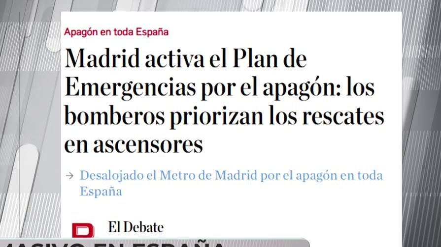 Madrid activa el Plan de Emergencias por el apagón
