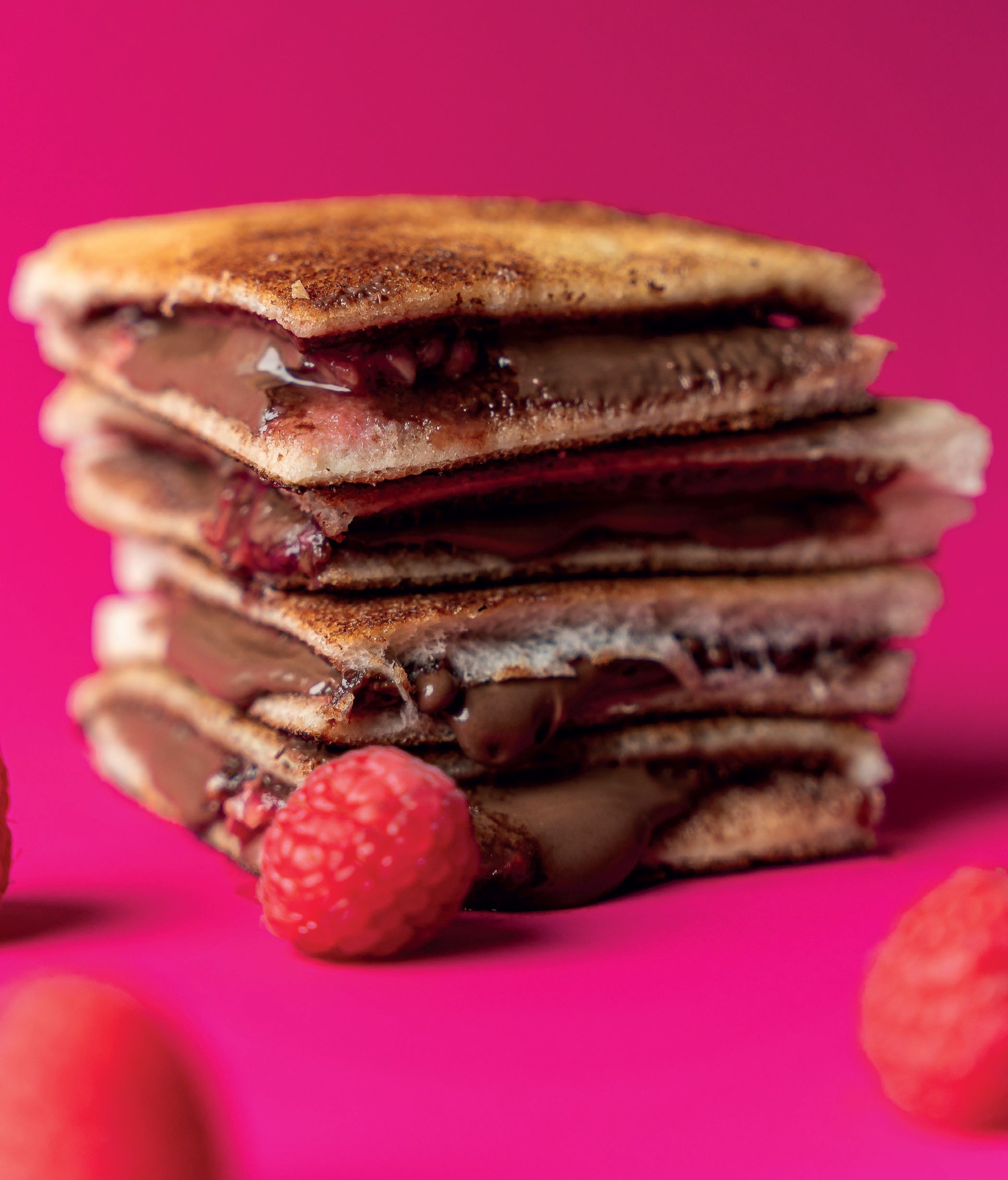 Bikini de Nutella con frambuesas