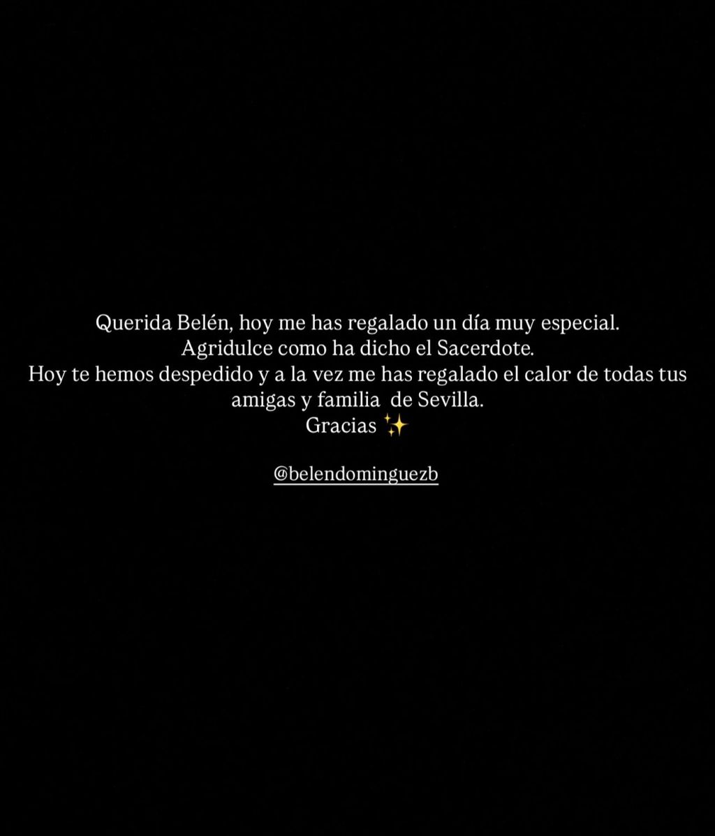 Lucía Pombo se despide de su amiga Belén Domínguez