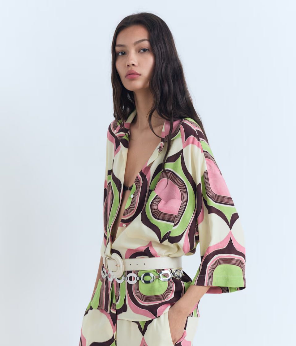 Blusa con estampado de inspiración disco
