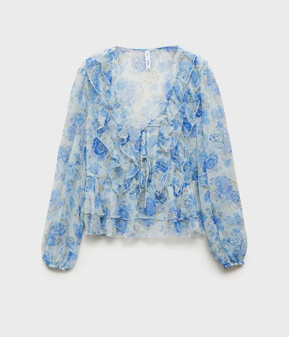 Blusa semitransparente con print floral