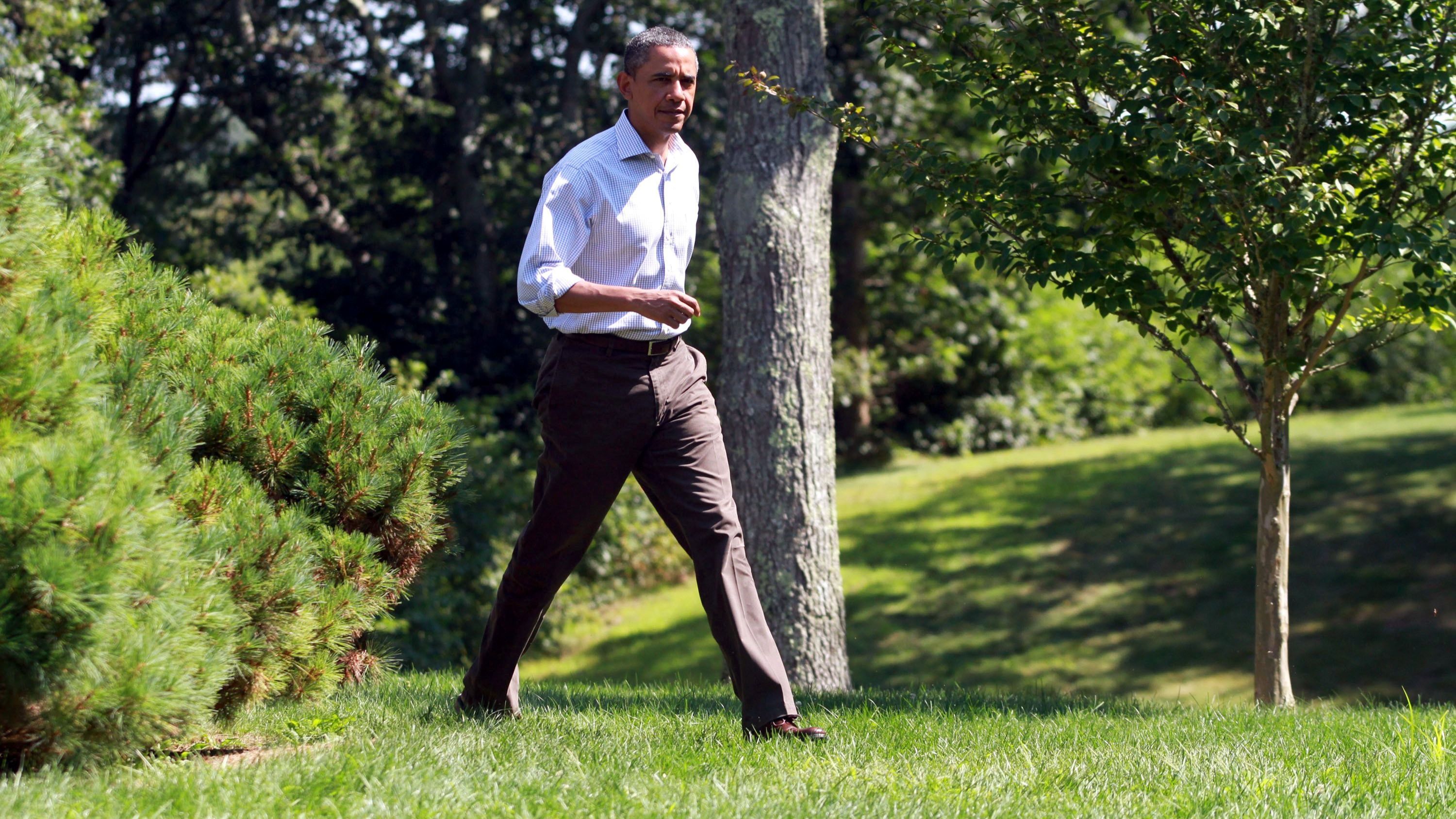 Obama en Blue Heron Farm en 2011 por el Huracán Irene.