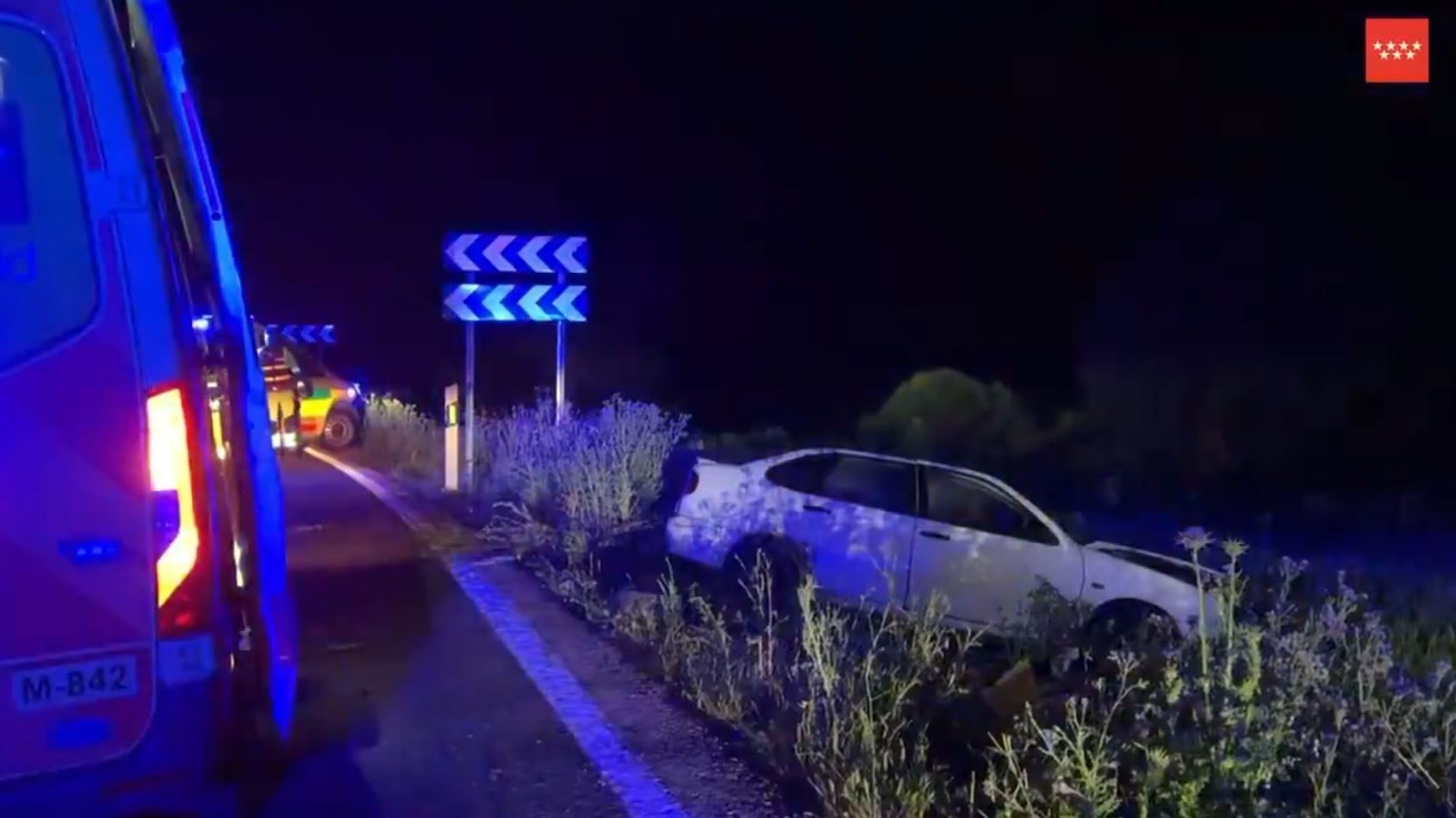 Coche accidentado en la M-113