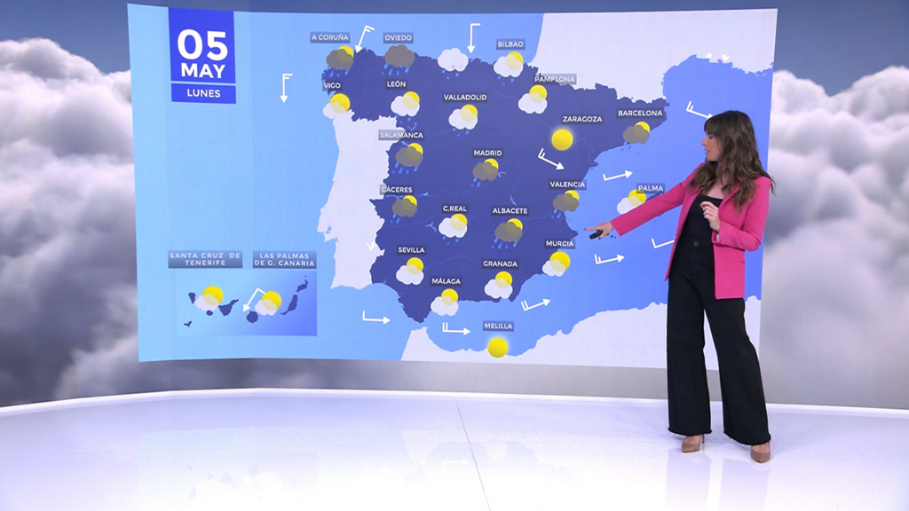 La entrada de un frente atlántico barrerá este lunes la Península y pondrá en alerta a siete comunidades
