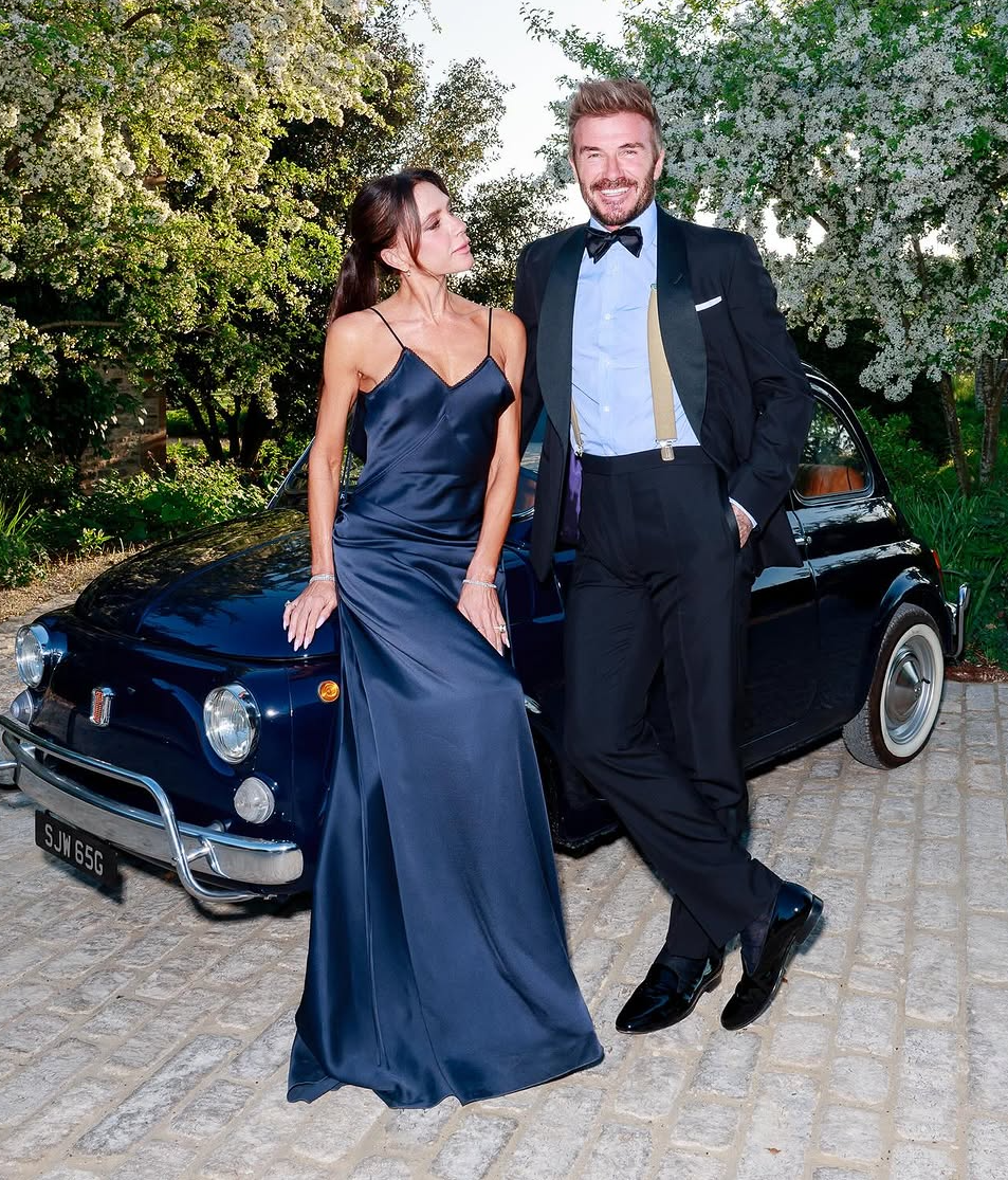 David y Victoria Beckham en su fiesta de cumpleaños.