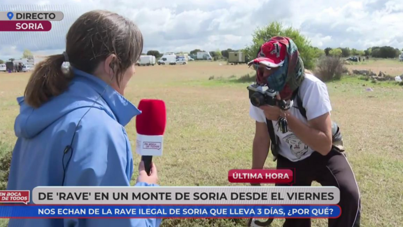 El responsable de la rave increpa a la reportera en directo