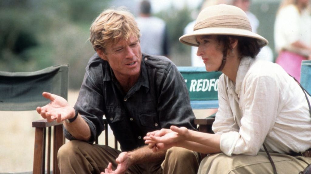 Robert Redford y Meryl Streep durante el rodaje de 'Memorias de África', 1985.