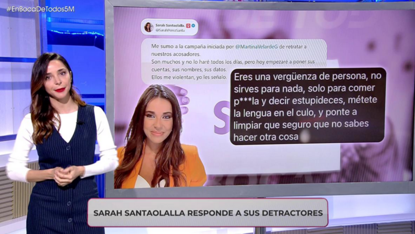Sarah Santaolalla recibe insultos y amenazas de forma diaria