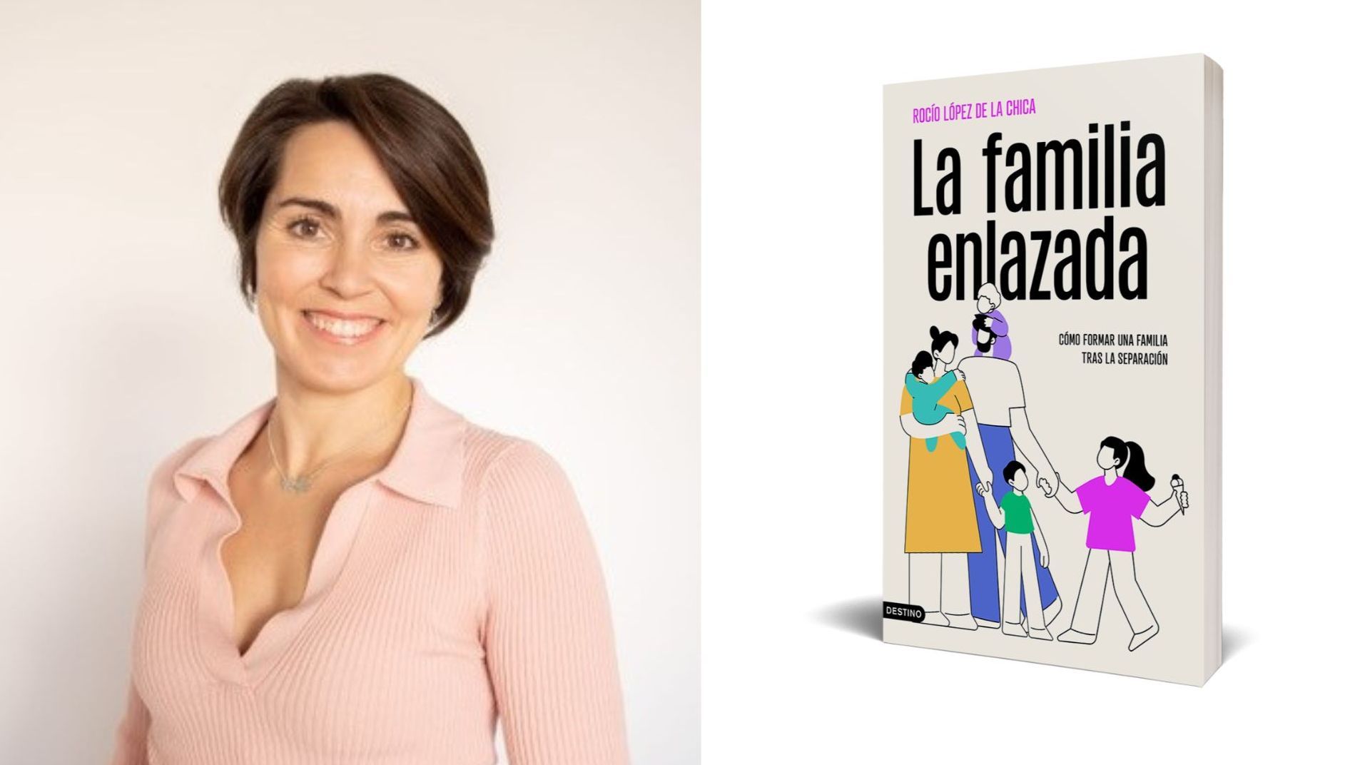 Una imagen de López de la Chica y la portada de ‘La familia enlazada’