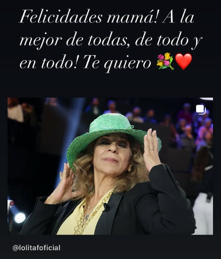 Elena Furiase felicita a su madre, Lolita Flores, por su cumpleaños